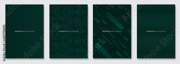 Fototapeta Vector abstract background, dark subtle creative wave patterns, geometric gradient texture. Deluxe Minimal pattern design. Modern Cover templates set.