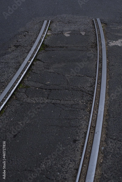 Obraz Carris de trem eléctrico, cortados 