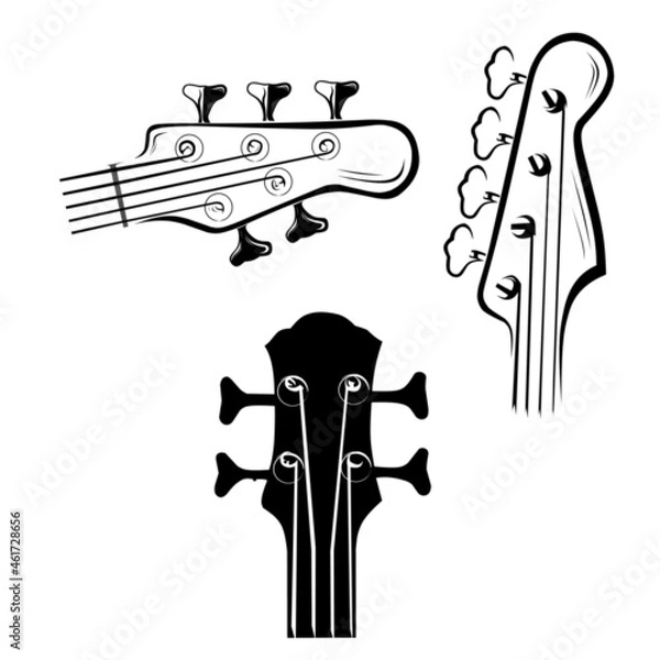 Obraz vector bass guitar headstock with various types.