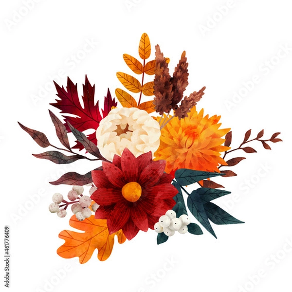 Obraz Fall bouquet, floral autumn composition, hand drawn vector