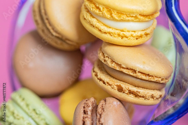 Obraz several macarons close up