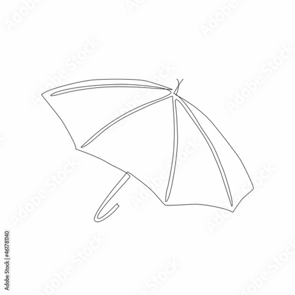 Obraz Abstract umbrella in one line art drawing style. Black line sketch on white background. Vector illustration. Art design for prints, posters, clothes.