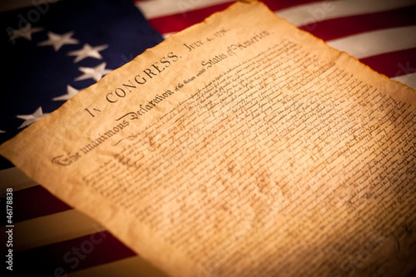 Obraz United States Declaration of Independence on flag background