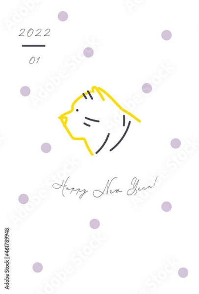 Fototapeta 2022年寅年年賀状　寅のイラスト