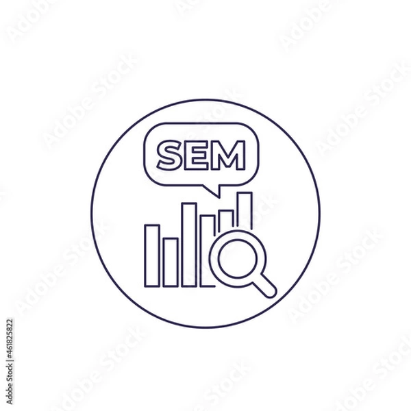 Fototapeta SEM, search engine marketing icon, line vector