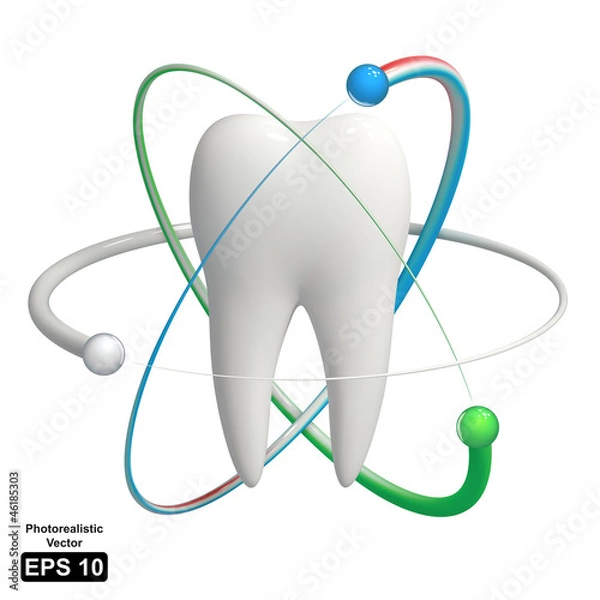 Obraz Protected tooth - realistic 3d vector icon