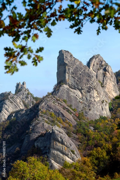 Obraz View of the stunning rocks of the beautiful natural park "I Sassi di Roccamalatina", in the Modena Apennines. Italy, Europe.