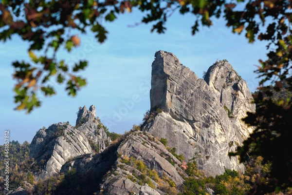 Obraz View of the stunning rocks of the beautiful natural park "I Sassi di Roccamalatina", in the Modena Apennines. Italy, Europe.