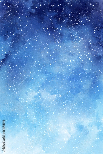 Fototapeta Blue Winter Watercolor Background Digital Paper