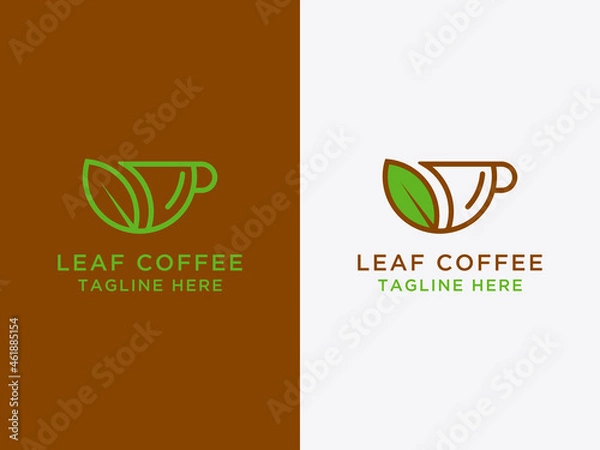 Obraz logo icon Leaf design set and coffee - Vector