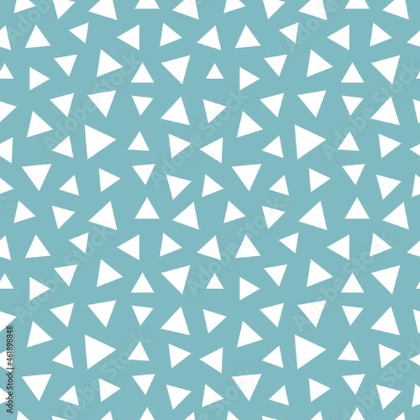 Fototapeta Blue seamless pattern with white triangles.