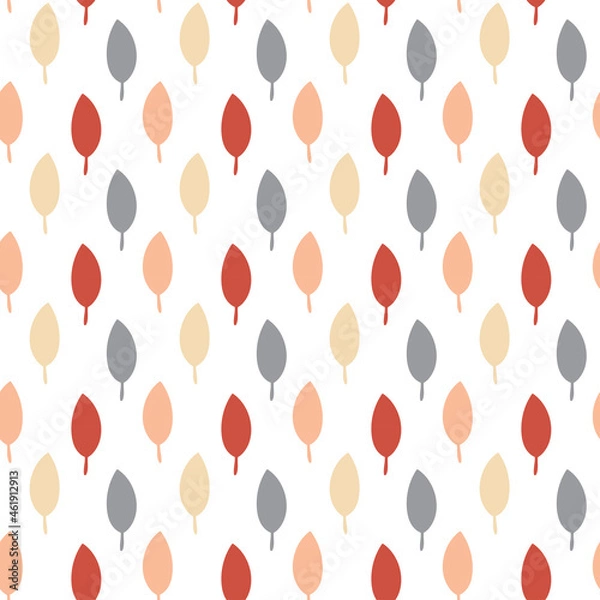 Obraz Vector autumn seamless pattern  on a light background. Autumn leaves in grey, red-brown, pink. Flat. Suitable for cards,  invitations, paper and others