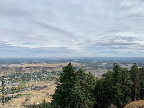 Fototapeta view from the top of the hill beautiful hike Denver Colorado fresh mountain air panoramic fall mountain landscape skies