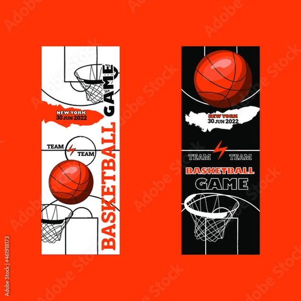 Fototapeta Set Vector. A basketball. Tournament. Announcement of a sporting event. Flyer, Template illustration. Basketball tickets. 
Basketball League