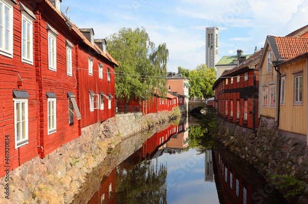 Obraz View of the Svarta river in downtown Vasteras.
