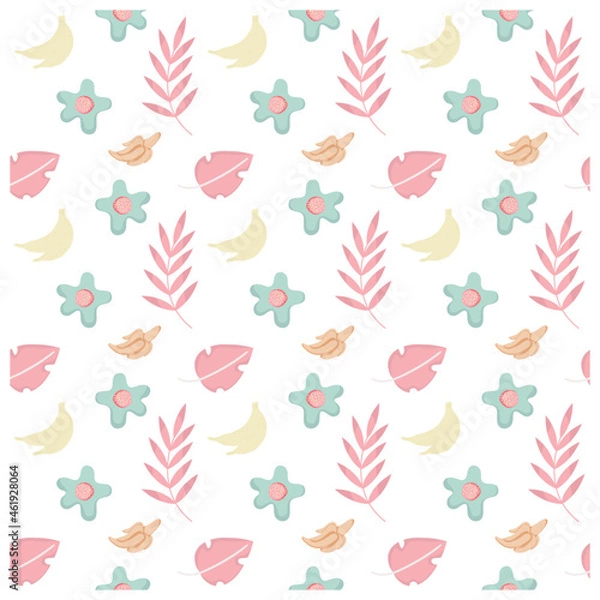Fototapeta seamless pattern with summer fruits and leaves