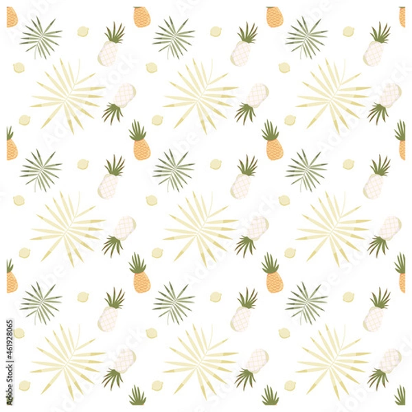 Fototapeta seamless pattern with summer fruits and leaves