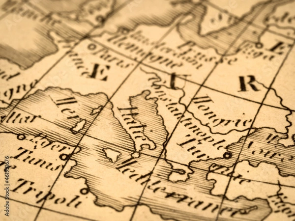 Fototapeta アンティークの古地図　地中海周辺