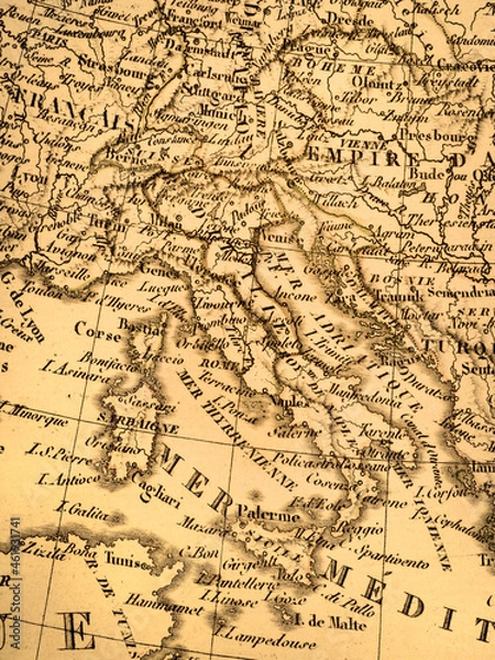 Fototapeta アンティークの古地図　地中海周辺