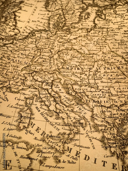 Fototapeta アンティークの古地図　地中海周辺