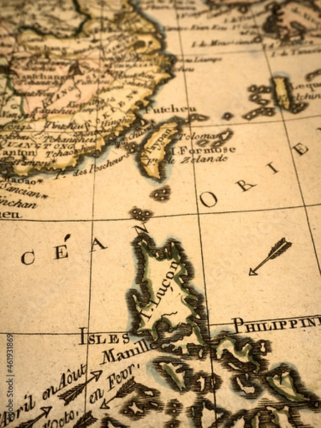 Fototapeta アンティークの古地図　フィリピンと南シナ海