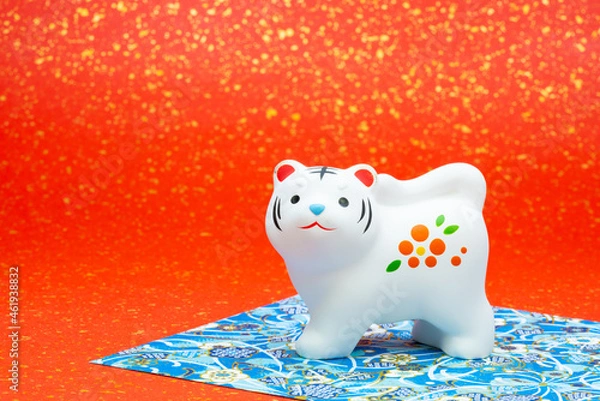 Obraz 2022年の干支は壬寅（みずのえ・とら）虎　寅年の年賀状素材