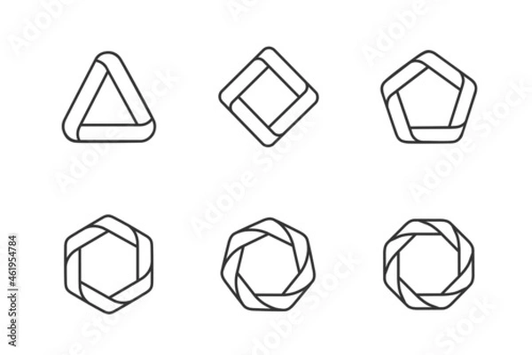 Fototapeta polygon line icon set. triangle, quad, pentagon, hexagon, heptagon and octagon, vector illustration