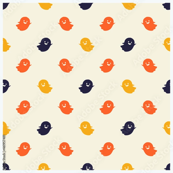 Fototapeta Halloween seamless pattern with cute ghosts