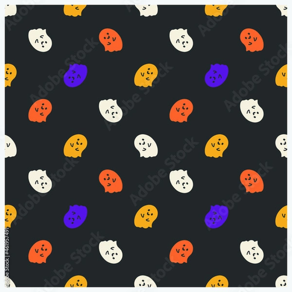 Fototapeta Halloween seamless pattern with cute ghosts