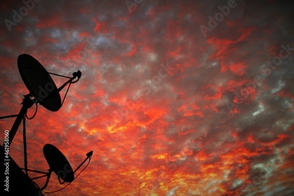 Obraz satellite dish on red background