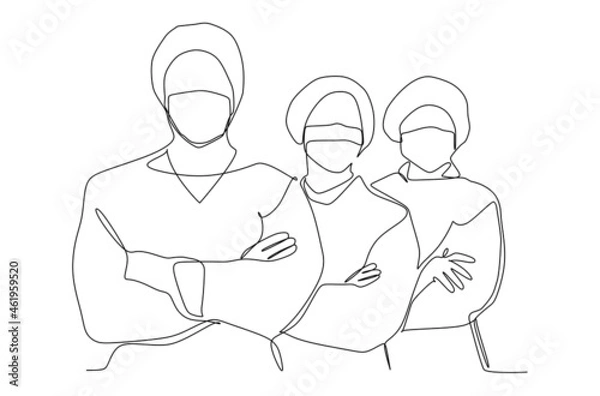 Fototapeta Continuous line drawing of hand hold test blood sample from glass tube to find covid-19 vaccine. Coronavirus medical research concept single line draw design vector illustration