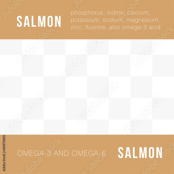 Obraz Square universal template for print, web and social networks. Photo frame for describing the properties and qualities of the product. Theme restaurants. Trend vector illustration.