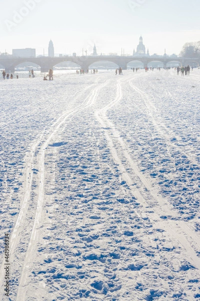Obraz Winter am Elbufer Dresden