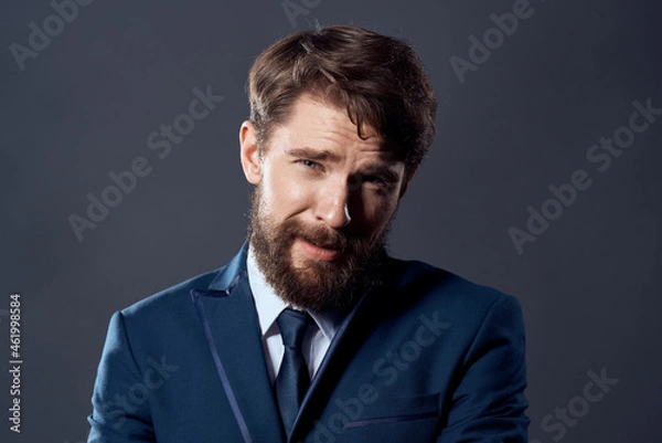 Obraz bearded man emotions hand gestures isolated background