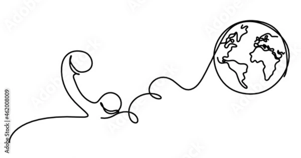 Fototapeta Abstract handset as line drawing on white background. Vector