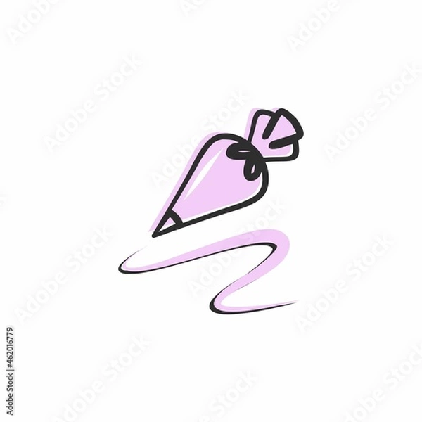 Fototapeta Vector illustration with pastry tools. Pastry bag. Design element for pastry chef, chocolatier, baker.