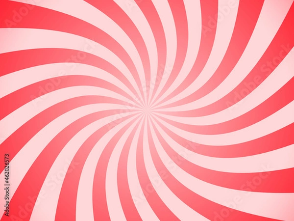 Fototapeta red and white swirl sunburst vector background. Swirling radial pattern background. Vector illustration for swirl design. Vortex starburst spiral twirl square. 