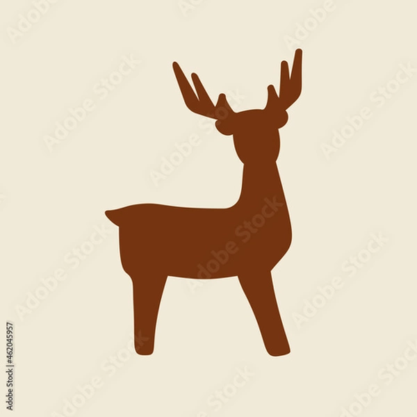 Fototapeta Reindeer vector silhouette isolated. Deer simple drawing. Great as a Christmas symbol for holiday design.