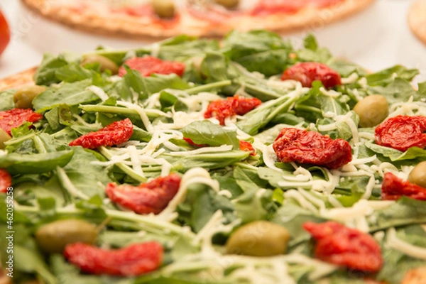 Obraz various food dishes, pizza, sphirra, snacks and various