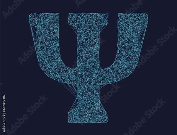 Fototapeta Vector polygonal Psi symbol isolated on dark background
