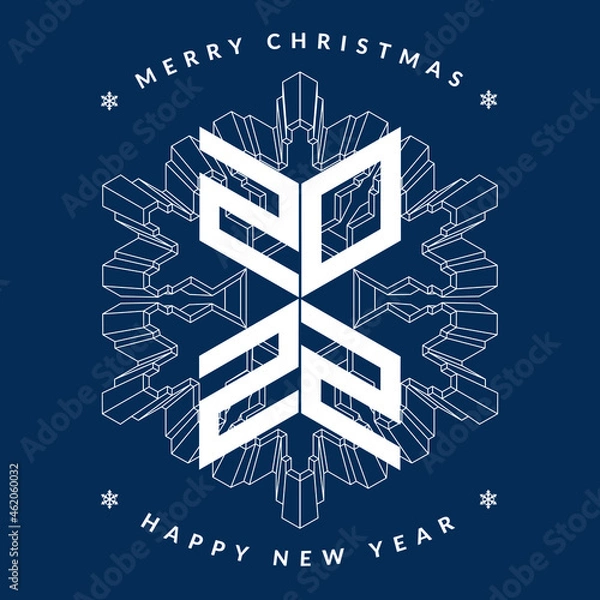 Obraz 2022 number on a blue background with snowflake