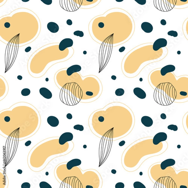 Fototapeta Seamless abstract trend pattern. Pattern with spots and different elements. Pattern for textiles, item design, web page design, social networks. Vector graphics.