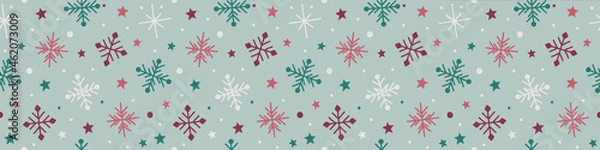 Obraz Christmas pattern with snowflakes. Xmas wrapping paper concept. Banner. Vector