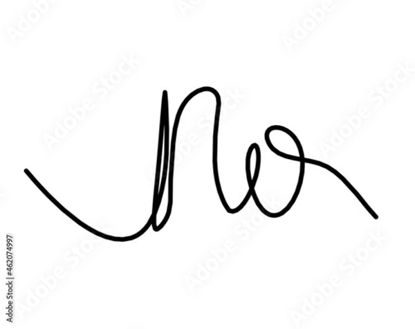 Obraz Calligraphic inscription of word "no" as continuous line drawing on white background. Vector