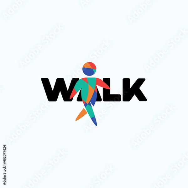 Fototapeta Walk. Logo template.