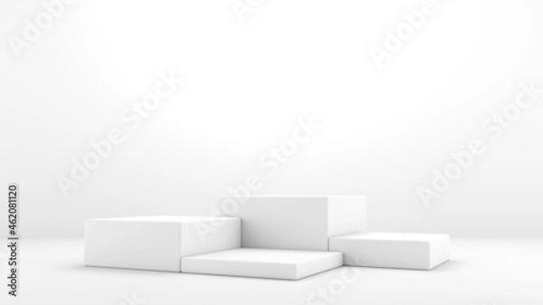 Obraz Podiums, stands, white and minimalist square pedestals for product display. Simple and clean concept.