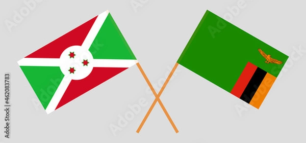 Obraz Crossed flags of Burundi and the Republic of Zambia. Official colors. Correct proportion