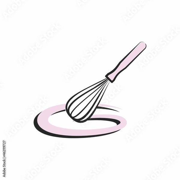 Fototapeta Vector illustration with pastry tools. Pastry whisk. Design element for pastry chef, chocolatier, baker.