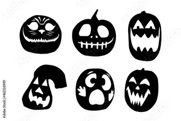Fototapeta Halloween pumpkin silhouette vector illustration. Pumpkin Silhouette set.