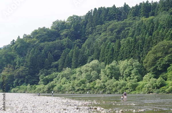 Obraz 新潟の河川と山